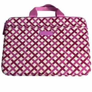 Vera Bradley Neoprene Laptop Bag Carrier Case Pink  White Geo Print Fits 15”
